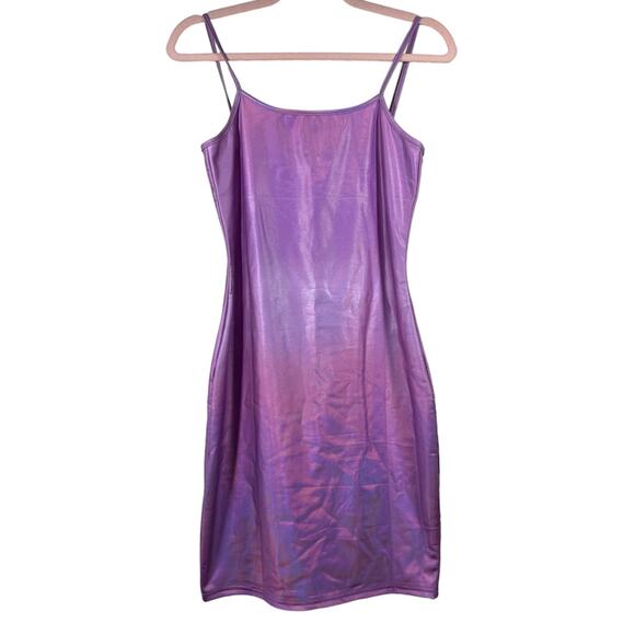 Purple Iridescent Spaghetti Strap Bodycon Mini Dress Medium - Picture 1 of 7